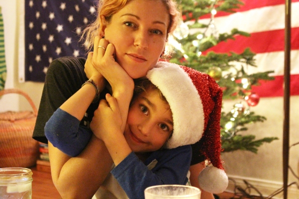 christmas mom and boy